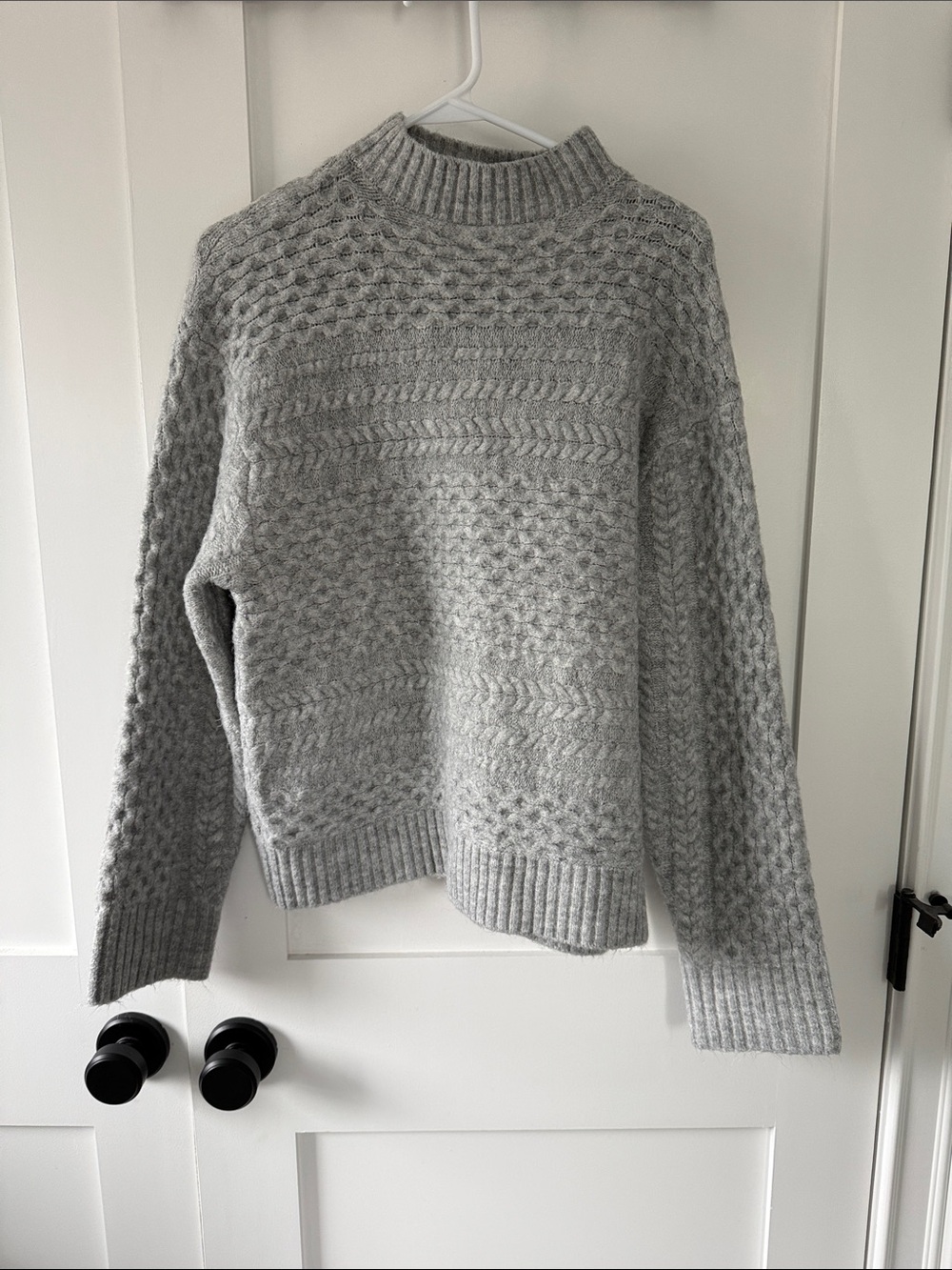 Pink Lily Gray Cable Knit Turtleneck Sweater